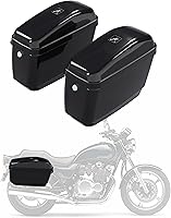 ECOTRIC 45L Hard Saddle Bags with Locks for Harley Davidson, Honda Shadow, Kawasaki Vulcan - Universal Mount Kit, Durable Plastic Black