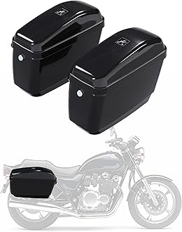 ECOTRIC 45L Motorcycle Hard Saddle Bags W/Lock Compatible with Harley Davidson Honda Shadow Kawasaki Vulcan VN Saddle Bags Trunk Storage Carrier w/Mounting Kit Plastic Black