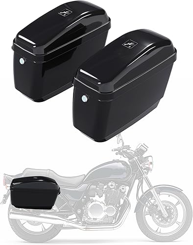 Vista 18 de ECOTRIC Maletero negro universal para motocicleta con cajuela dura, respaldo y luz trasera compatible con Yamaha Cruiser