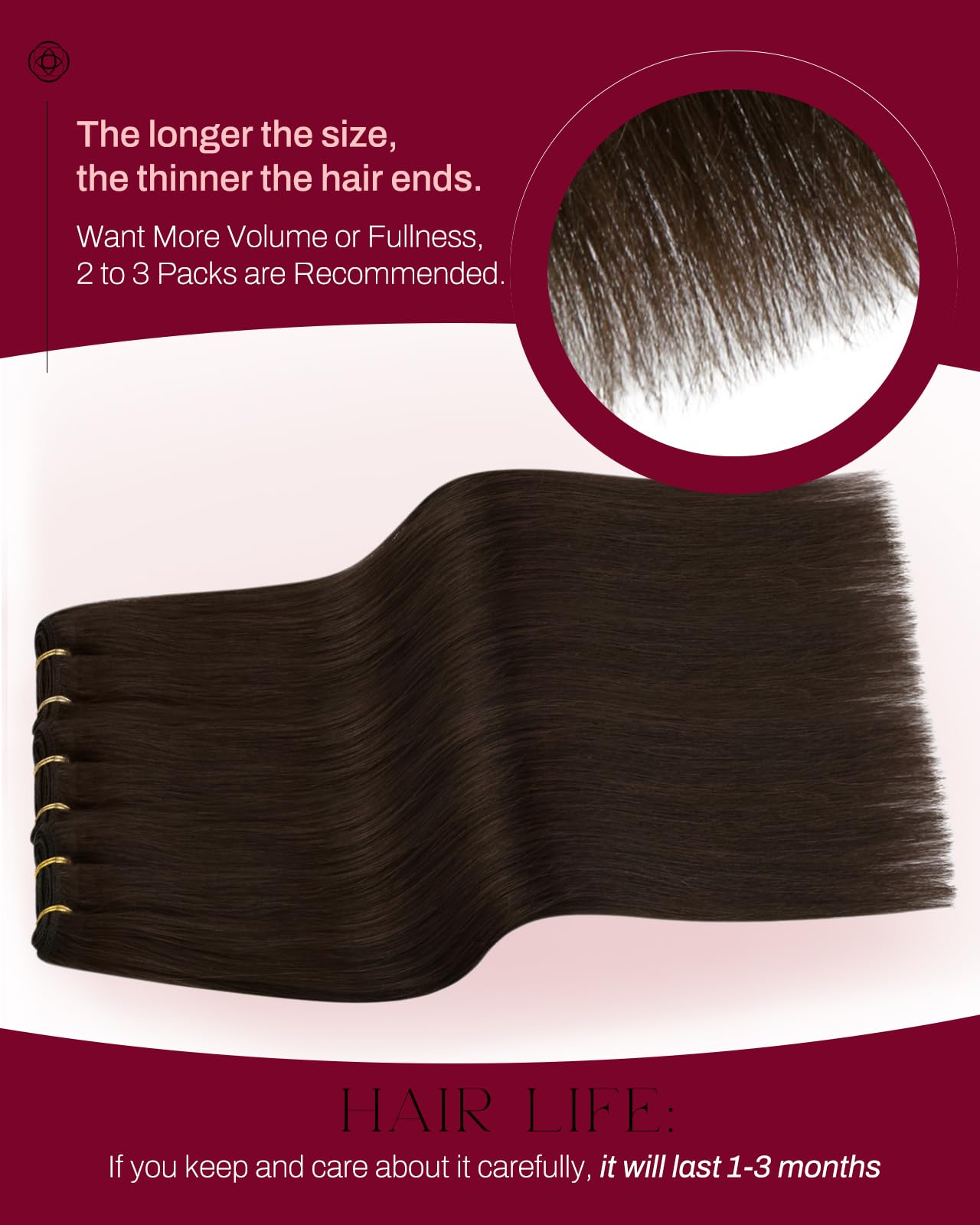 Moresoo Weft Hair Extensions Real Human Hair Brown Invisible Sew in Hair Extensions Dark Brown Short Hair Weft for Women Adding Volume Natural Looking 14 Inch 100g/Pack #4 - Image 3