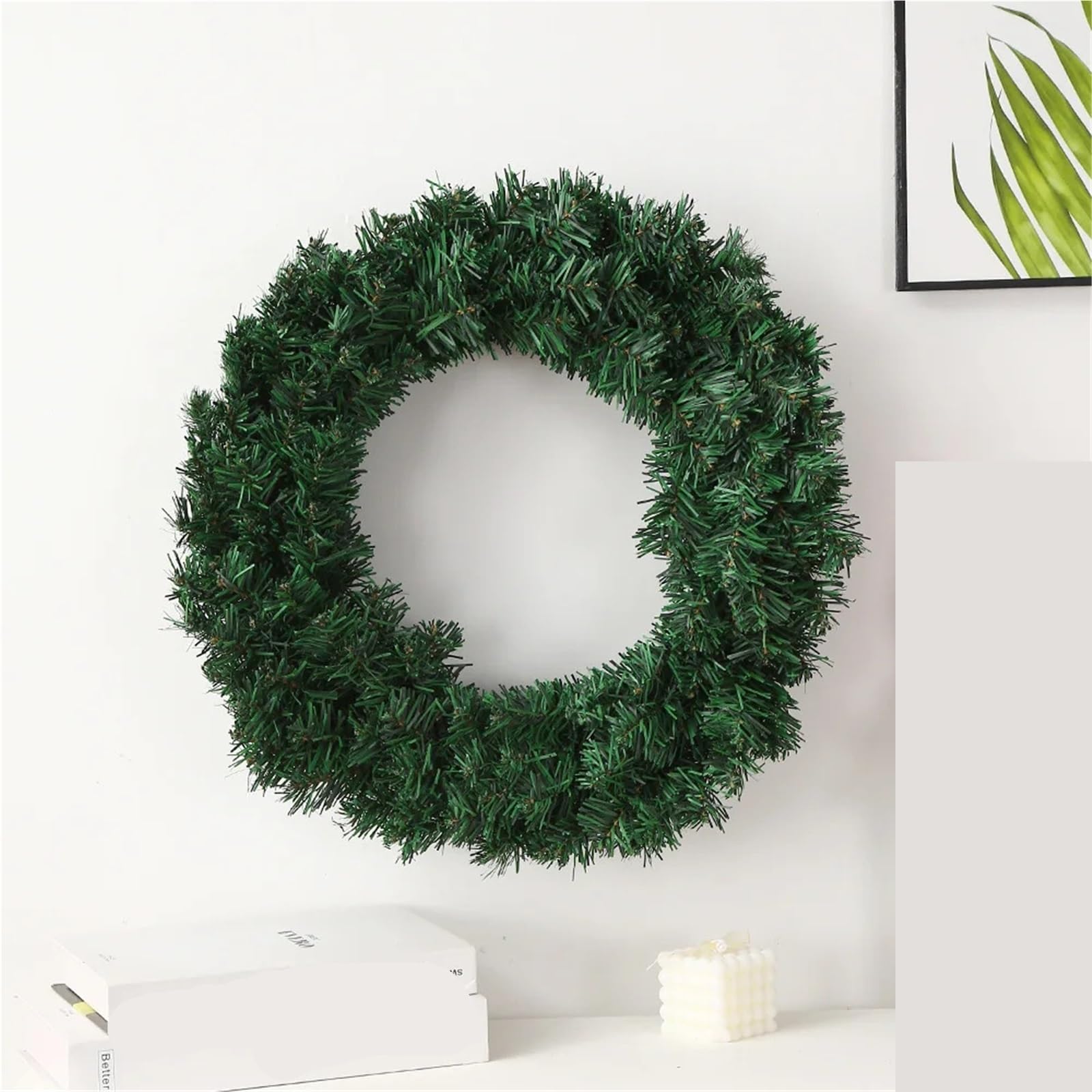 Ghirlanda Porta Ingresso 1 pz 30/40 cm verde decorazione natalizia ghirlanda porta simulazione foglia ordinaria appesa(40cm)