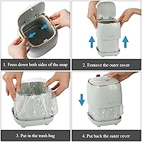 Vista 2 de Foraineam Paquete de 2 cubos de basura de mesa con tapa emergente, mini cubo de basura de plástico para encimera, papelera de basura pequeña