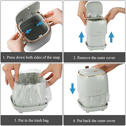 Miniatura 2 de Foraineam Paquete de 2 cubos de basura de mesa con tapa emergente, mini cubo de basura de plástico para encimera, papelera de basura pequeña de