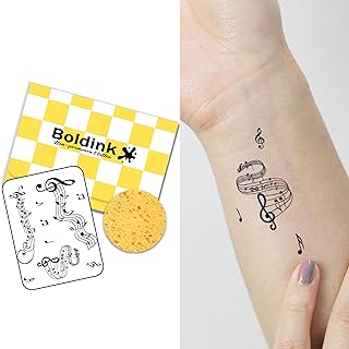 Boldink タトゥーシール 音符 五線譜 高音記号 ミュージック 音楽好き 2枚セット 2週間 長持ち ジャグアタトゥー 防水 メンズ レディース
