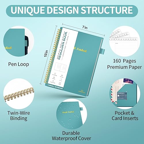 Miniatura 5 de Regolden-Book Cuaderno de Notas Cornell, Sistema de Toma de Notas de Estudio, Cuadernos Espirales, Cuaderno Universitario con Rayas por Materias,