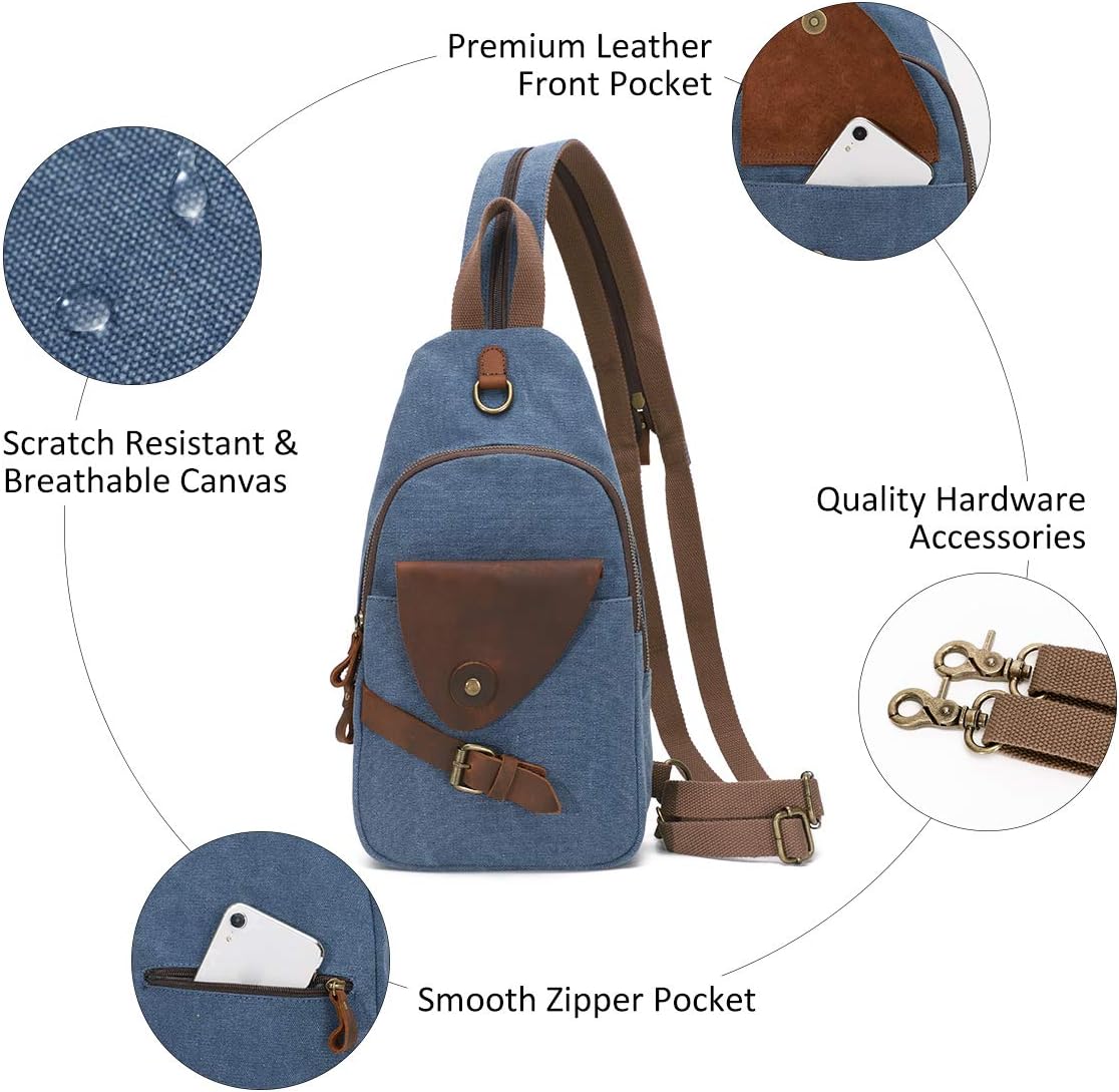 KL928 Canvas Sling Bag Crossbody Backpack Shoulder Casual Rucksack for Men Women - Image 5