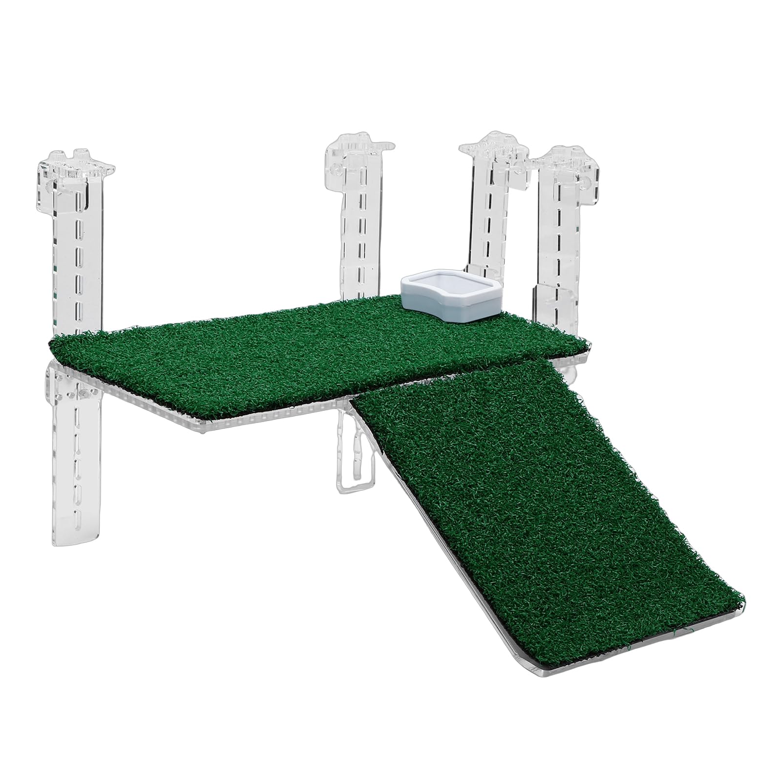 Topiky Plataforma Colgante para Tomar el Sol de Tortuga, Simulación Colgante de Acrílico, Rampa de Tortuga de Hierba, Plataforma de Decoración de Tanque de Acuario, Ajuste del Nivel de Agua,