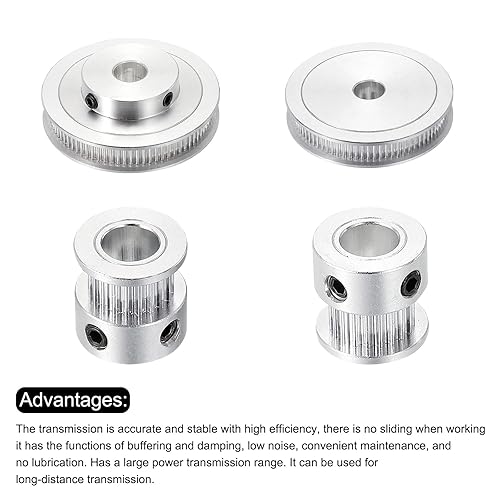 Miniatura 4 de MECCANIXITY Polea de distribución de 20 y 80 dientes de 0.315in y 0.394in de diámetro con correa y llave para impresora 3D, máquina CNC, 1 juego