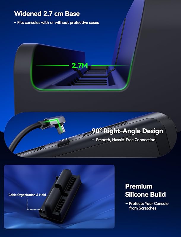 Cablu prelungitor USB-C JSAUX cu suport pentru dock Switch 2, 35 cm, încărcare rapidă și video 4K, funcționalitate 1:1 a dock-ului, răcire suplimentară, compatibil cu huse groase