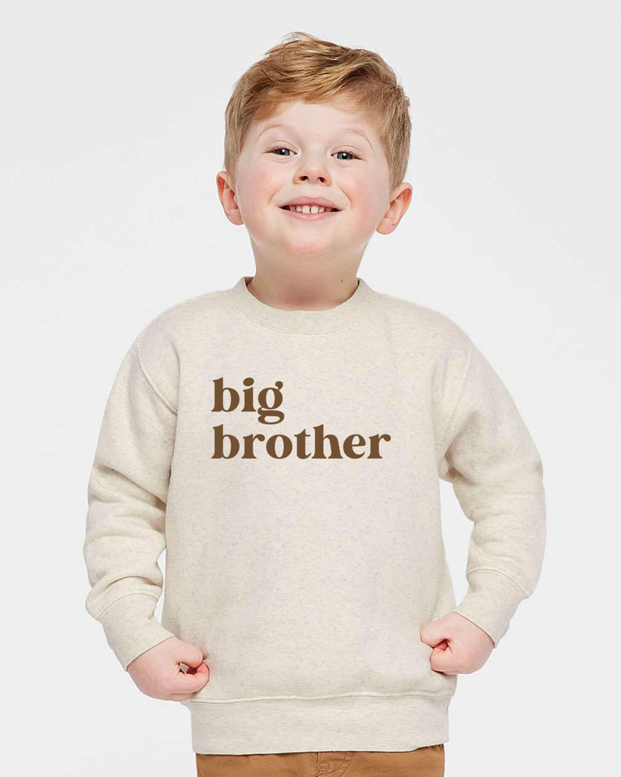 KLATCH Big Brother Text Graphic Toddler Crewneck Sweatshirt - Premium Comfy Holiday Tee Shirt for Kids (US, Age, 4 Years, Natural)