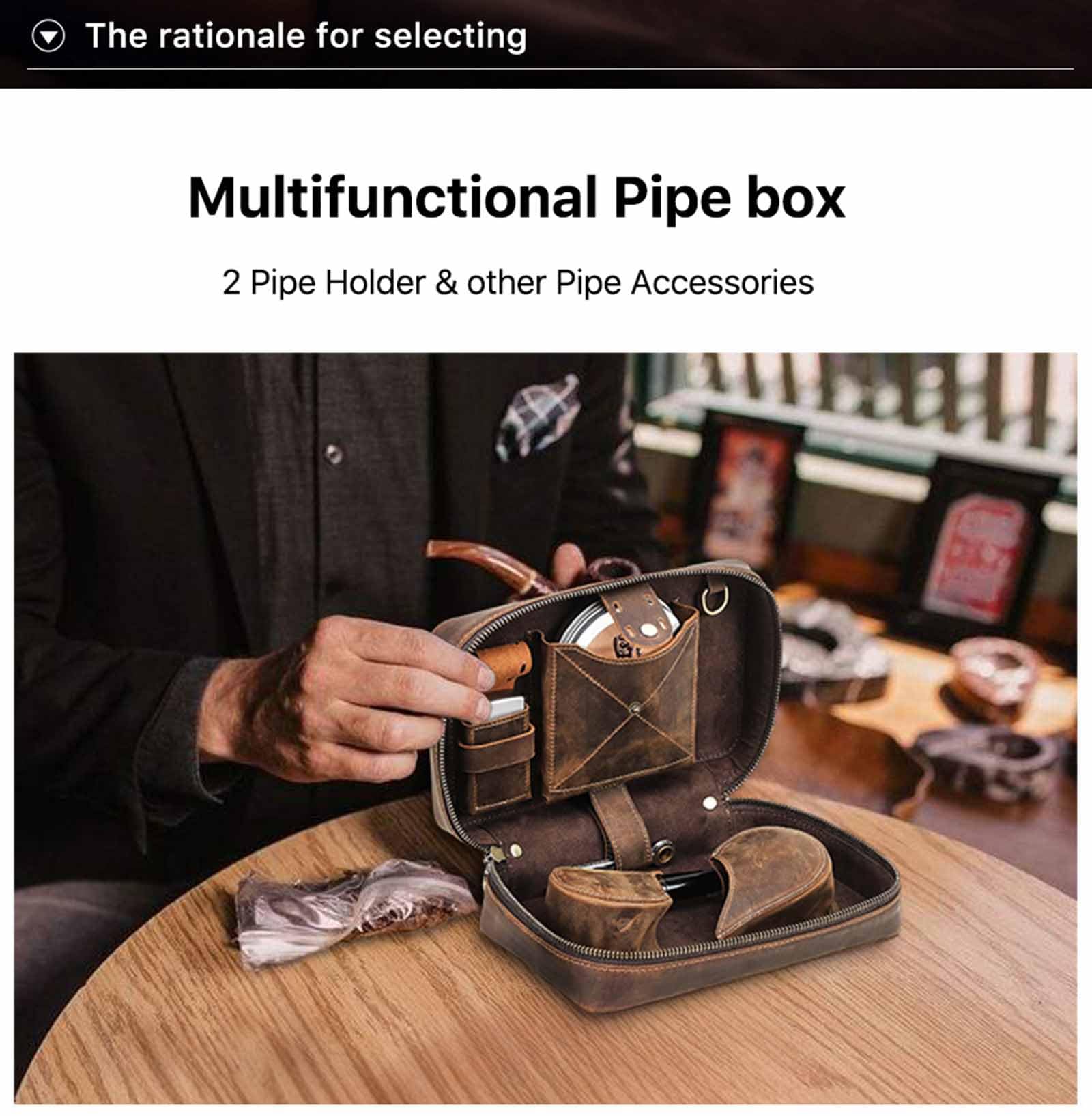 Astuccio per Tabacco, Borsa Portatile for Pipa da Tabacco, Multifunzionale, Viaggio, in Pelle, Ideale Come Regalo for Uomo