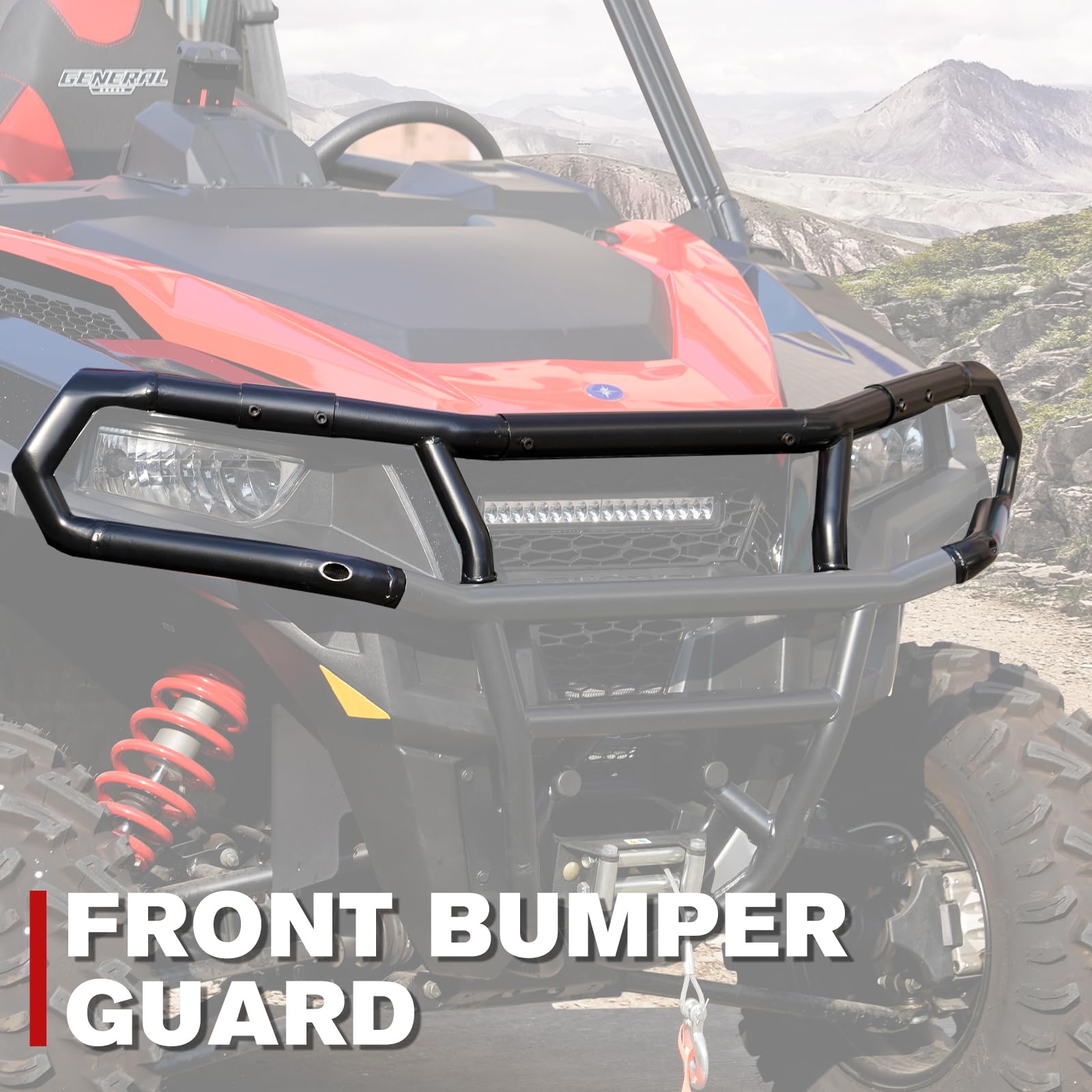 A & UTV PRO Front & Rear Bumper for Polaris General 1000 2016-2024/4 1000 2017-2024/General XP 2020-2024, Front Rear Bumper Set Brush Guard Protector Accessories, Replace OEM#2881525 OEM#2884345, 2pcs