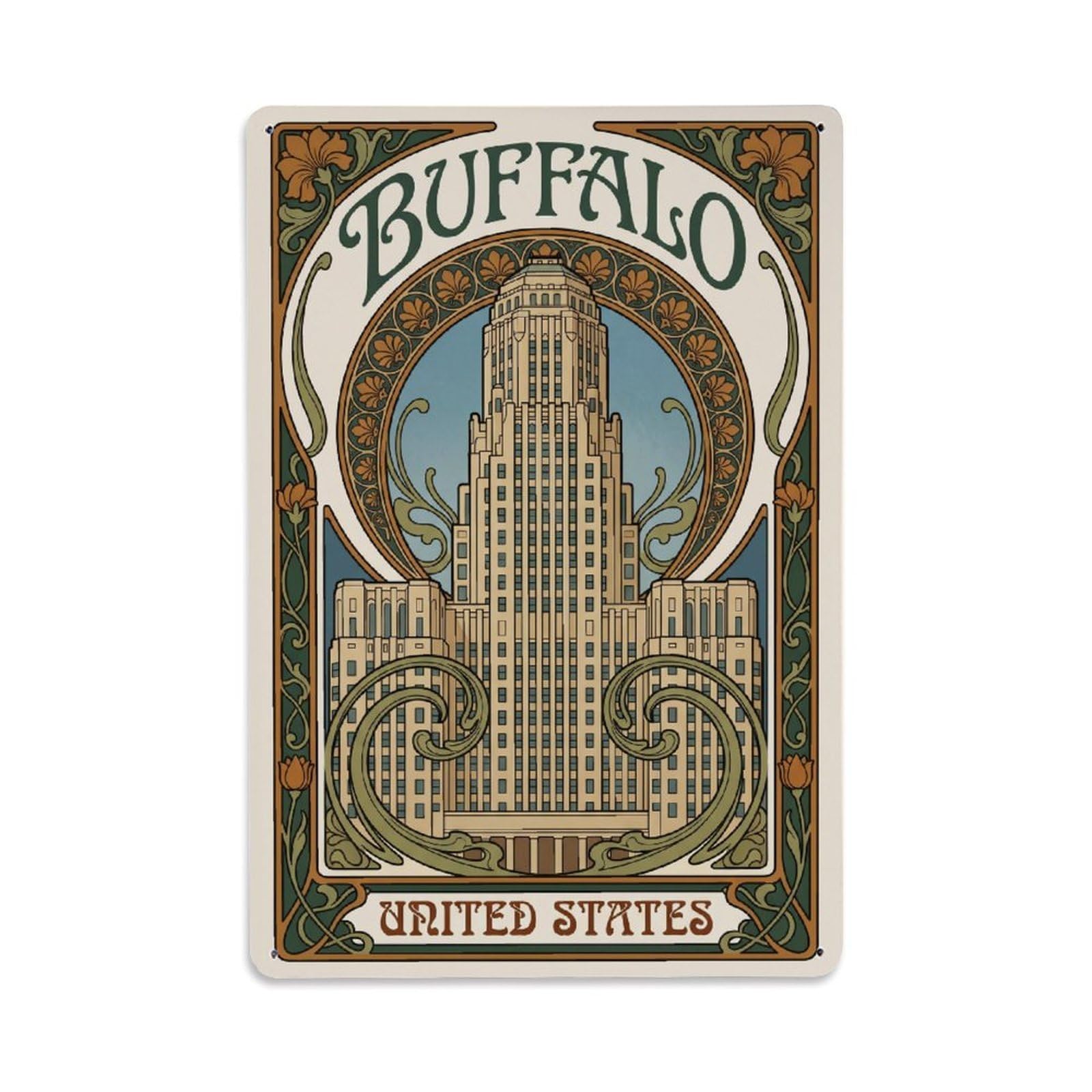 Xanthor Style Travel Usa Buffalo Retro Metal Tin Sign