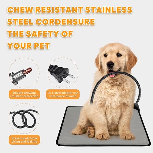 Vista 2 de Almohadilla térmica para mascotas para gatos y perros, almohadilla térmica eléctrica segura para gatos con cable resistente a las masticaciones