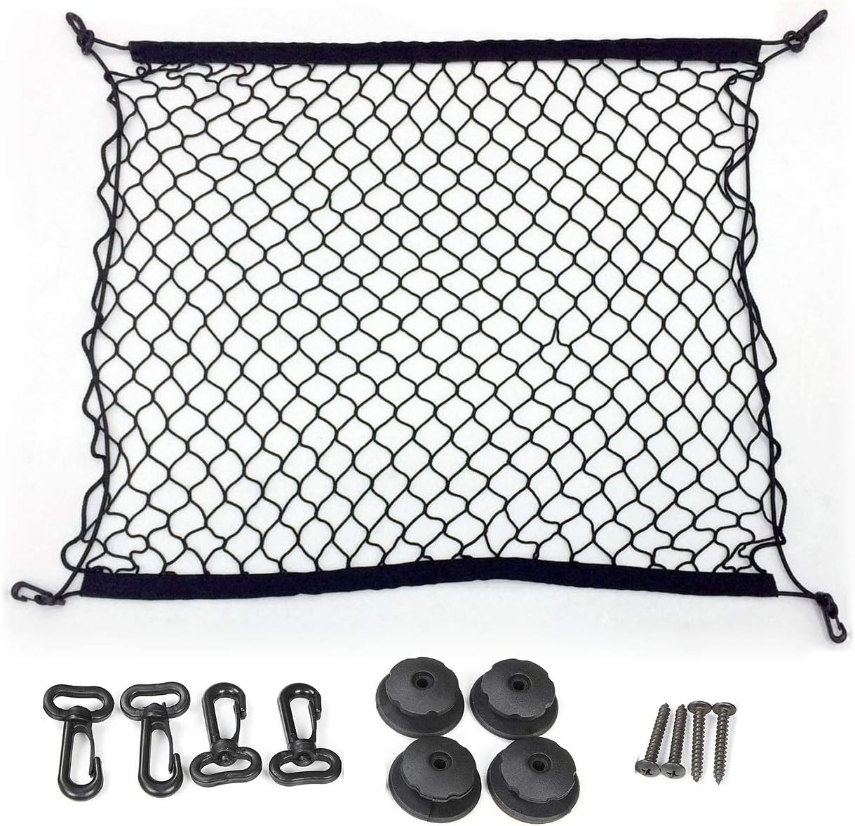 Techson Cargo Net with Hooks, Stretchable Elastic Nylon Storage Net
