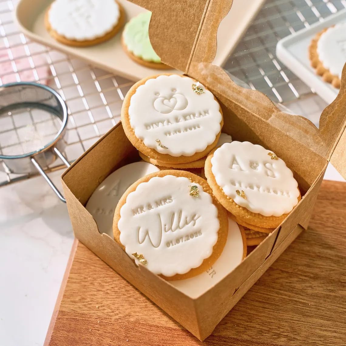 Custom Mr and Mrs Cookie Stamp with Initials and Date