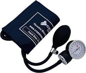 Cross Canada 11-013 Professional Manual Blood Pressure Monitor - Medical Aneroid Sphygmomanometer with Carrying Case, Navy Blue
