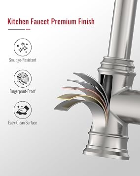 Kitchen Faucet with Pull Down Sprayer Brushed Nickel 3 Spray Modes Vintage | Single Handle Antique Brass Sink Faucet 1 or 3 Hole with Deck Plate Supply Lines for Farmhouse Camper Rv Bar by Homevacious