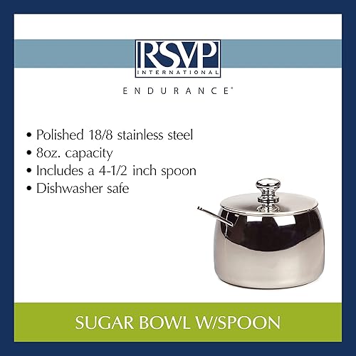 Miniatura 8 de RSVP Recipiente internacional de acero inoxidable con tapa y cuchara de 4.5 pulgadas, capacidad de 8 onzas