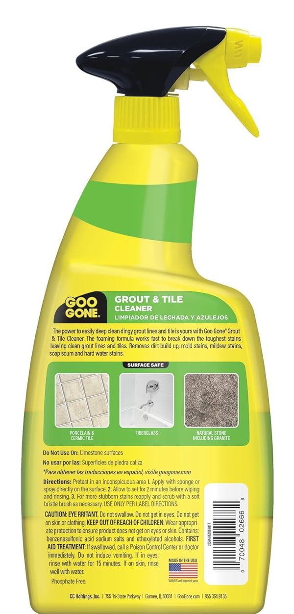 Goo Gone Grout & Tile Cleaner - 28 Ounce - Removes Tough Stains Dirt Caused By Mold Mildew Soap Scum and Hard Water Staining - Safe on Tile Ceramic Porcelain by Goo Gone - Used condition - US$6.93