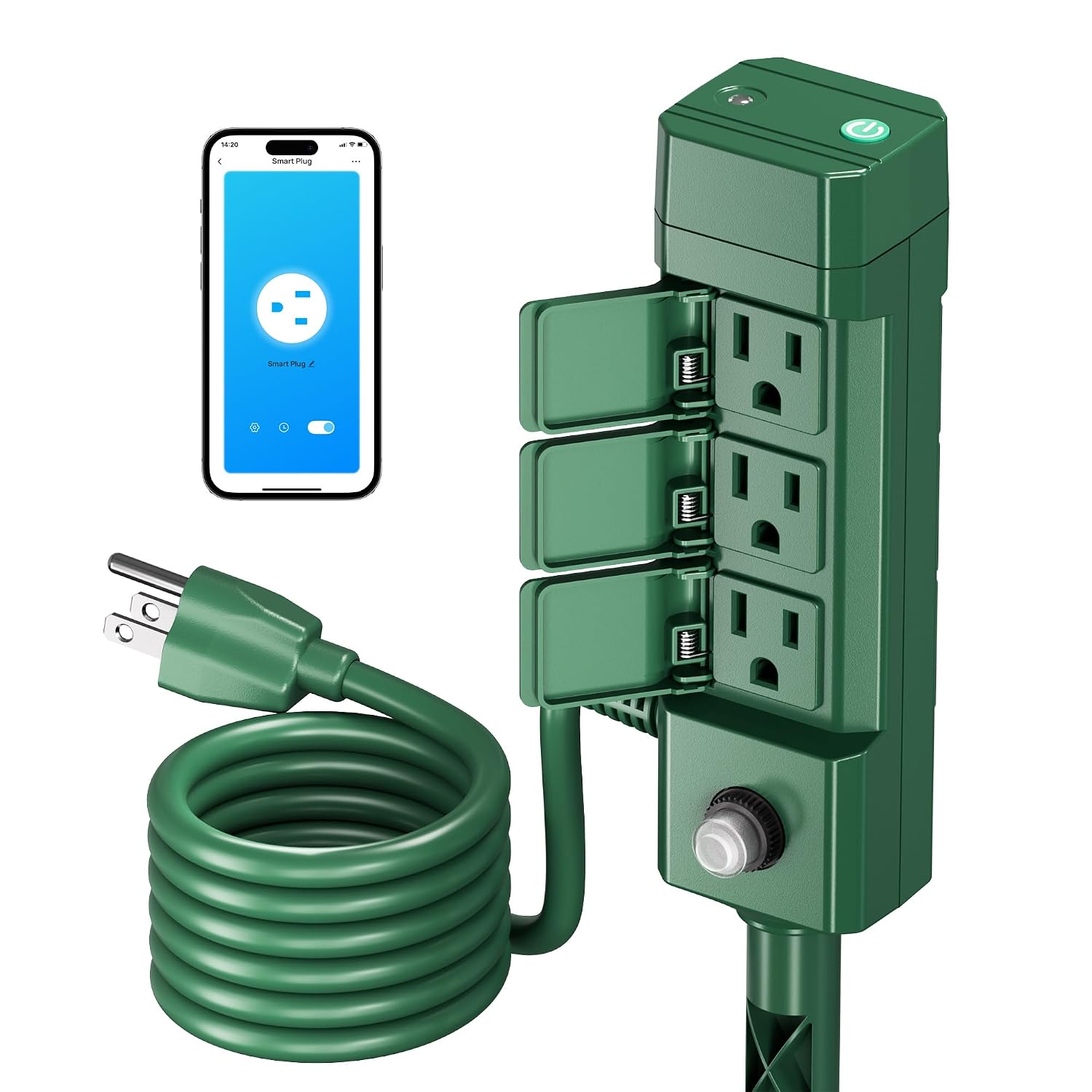 HBN Outdoor Smart Plug Waterproof WiFi Outdoor Outlet Timer with 6 Grounded Outlets, Remote & Voice Control Heavy Duty Yar...
