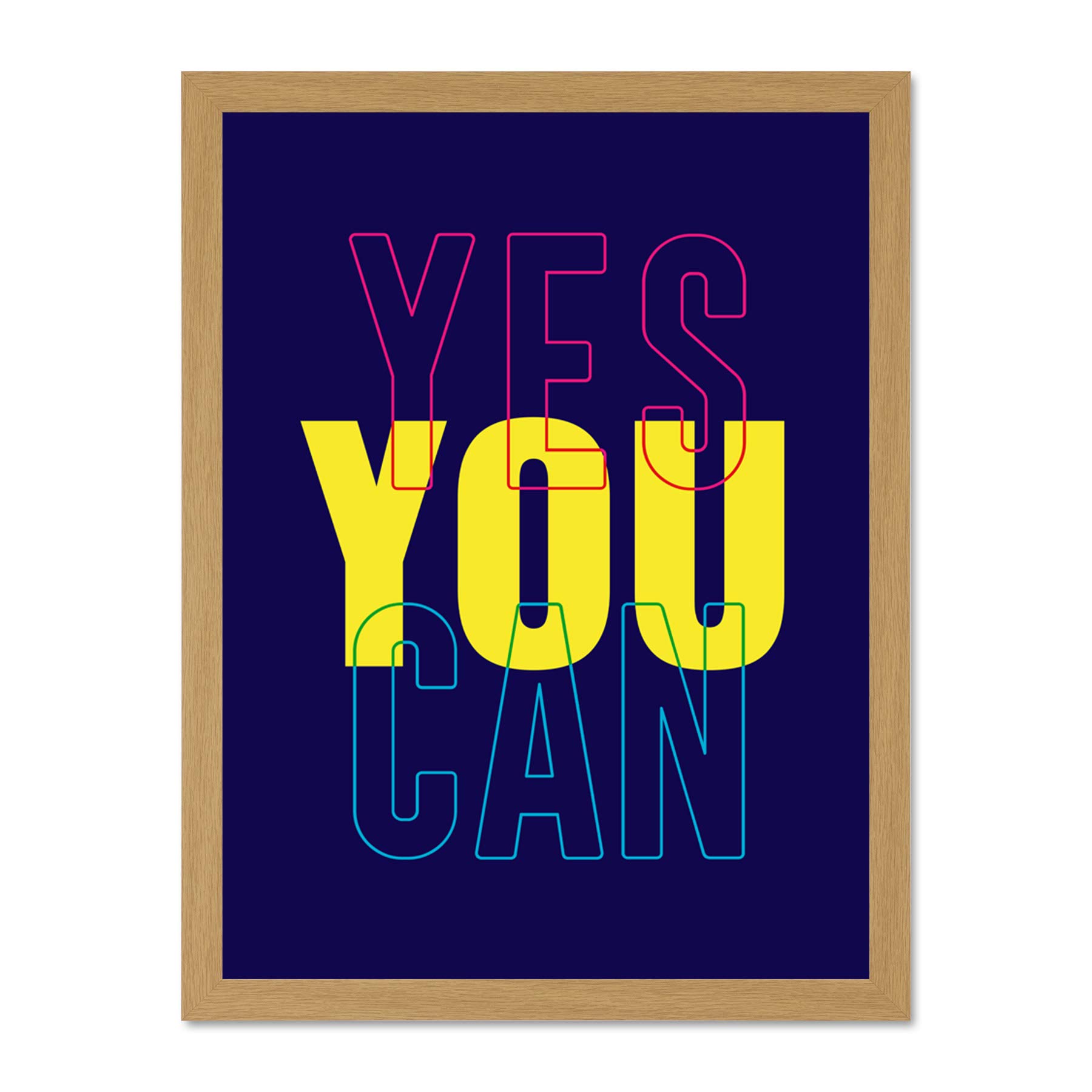 Wee Blue Coo Positivity Yes You Can Typography Large Framed Art Print Poster Wall Decor 18x24 inch