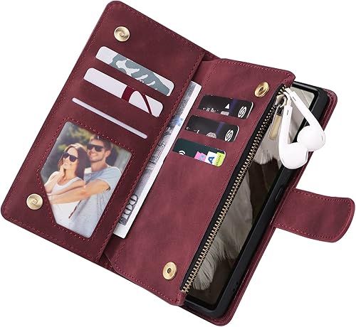 Miniatura 4 de LBYZCASE Funda para Google Pixel 7A 2023 con ranuras para tarjetas bloqueo RFID, funda duradera con función atril con cierre magnético, cierre