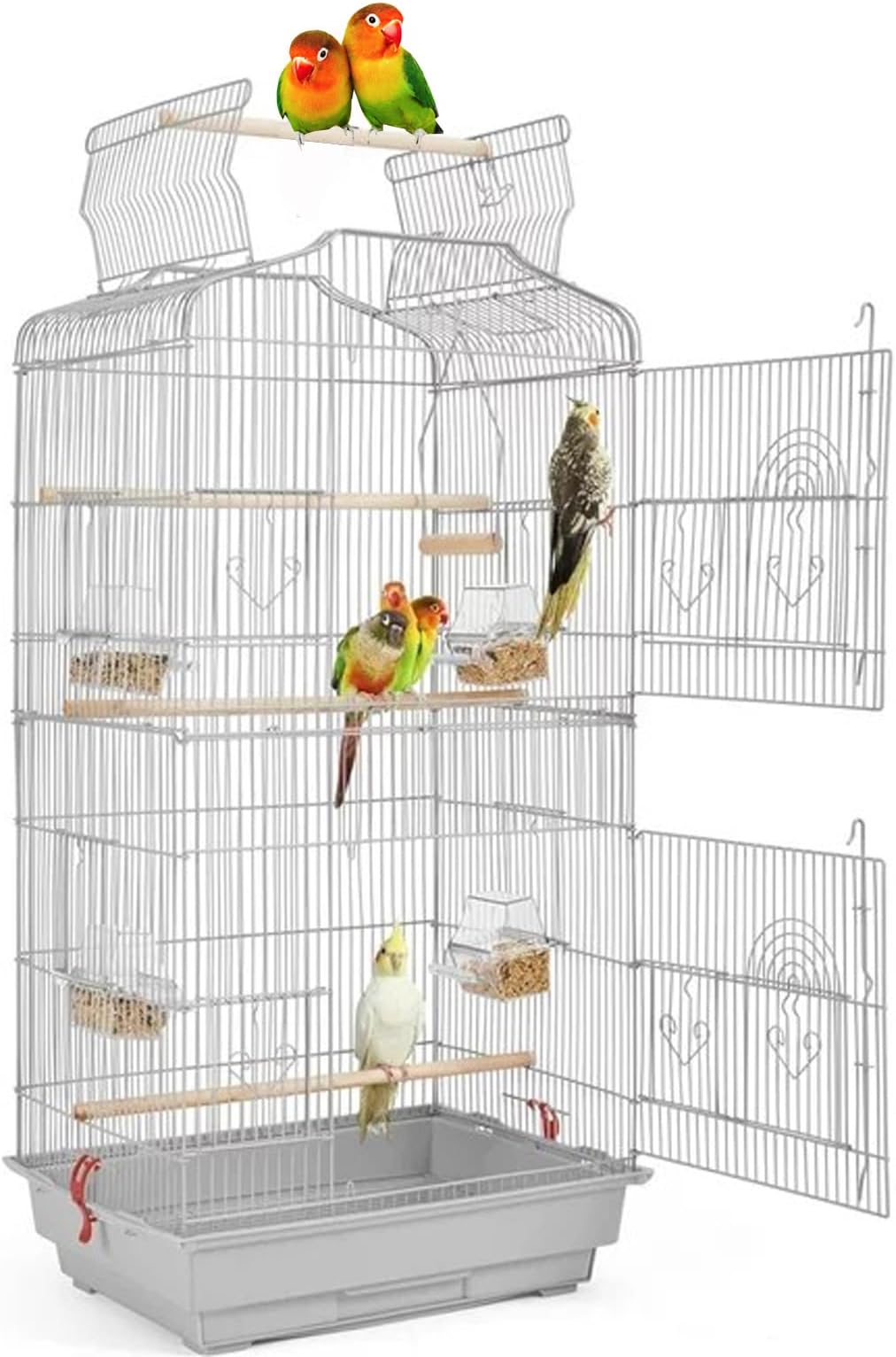 Large 40-Inch Portable Bird Flight Side Nest Doors Cage for Canary Parakeet Cockatiel Lovebird Finch Small Parrot Budgies Travel Bird Cage