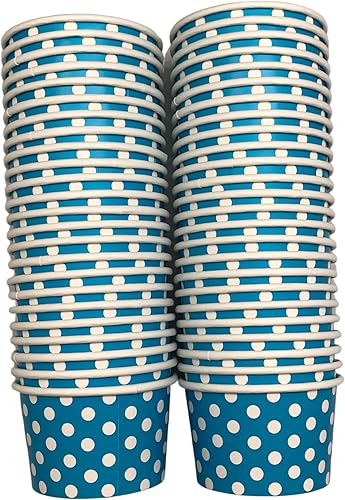 Miniatura 3 de MMvolesy Vasos desechables de papel de lunares azules de 4 onzas, cuencos de helado para alimentos fríos o calientes, 50 unidades