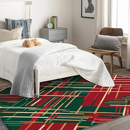 Miniatura 2 de Alfombra de Navidad y decoración del hogar, alfombra de 4 x 6 pies, alfombras rojas y verdes para sala de estar, dormitorio, alfombra de Navidad,
