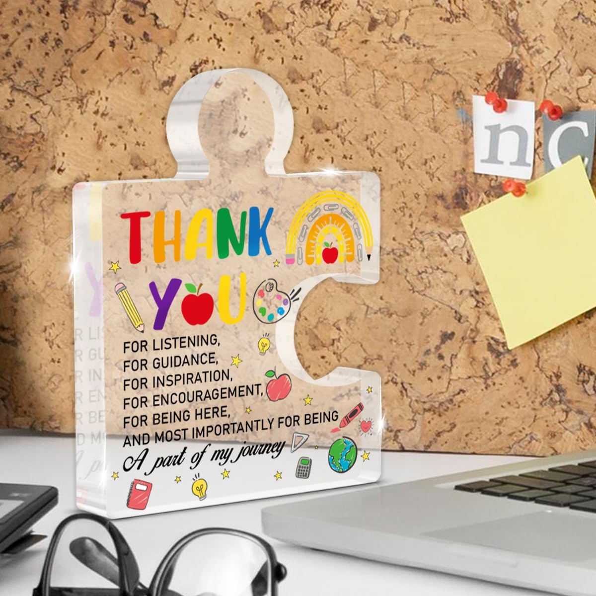 Thank You Appreciation Gift for Teacher - Employee Appreciation Gifts - Teacher Gifts Thank You for Listening Acrylic Puzzle Piece Plaque Home Office Desk Decor - Image 4