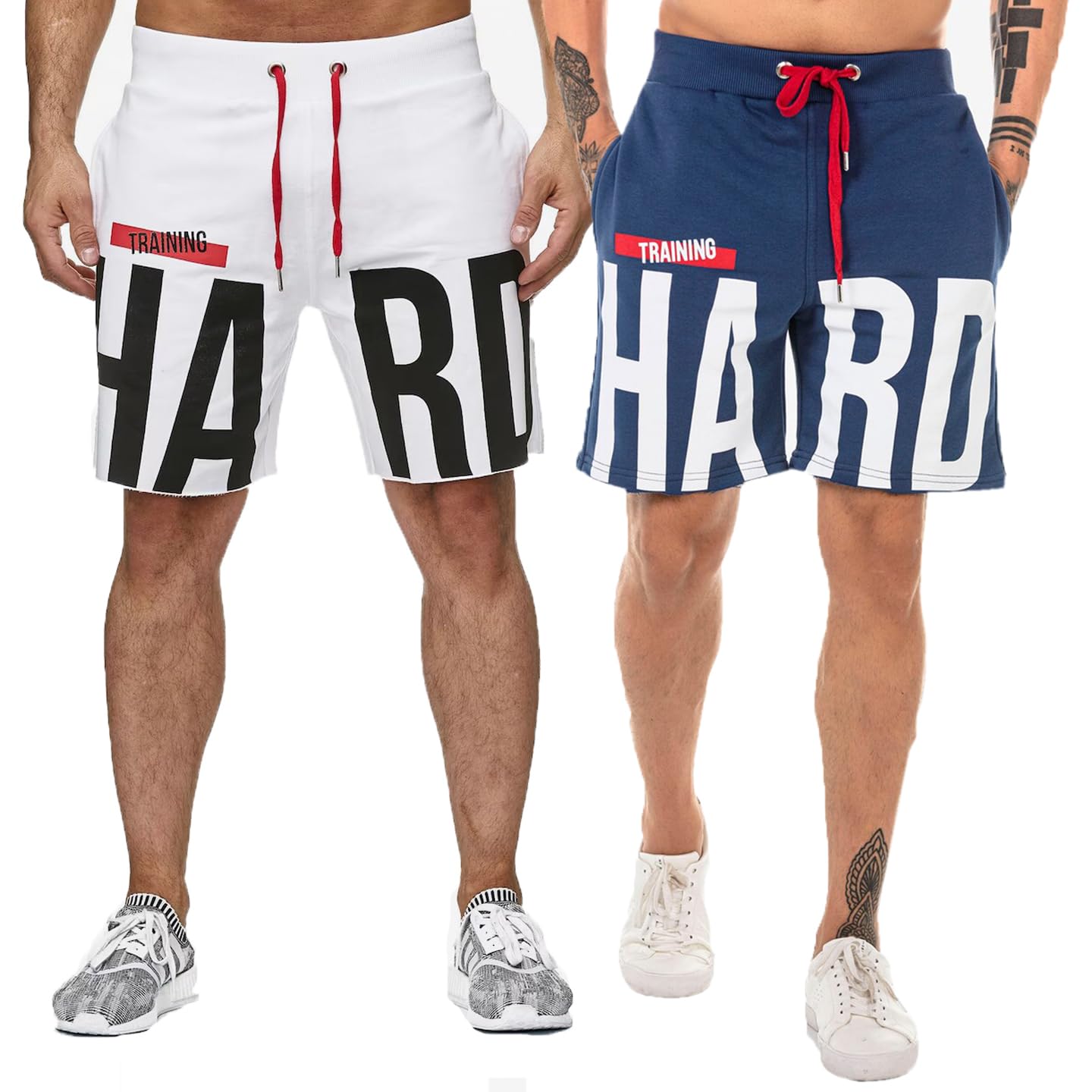 south city Southcity Black, White & Blue Men's Cotton Regular Gym Shorts -Hard Printed- Pack of 2-picture-17