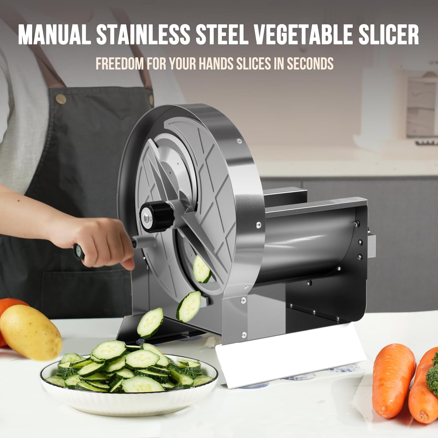 Manual Vegetable Slicer Stainless Steel Food Slicer For Fruit Potato Onion Cucumber Slicer Vegetable Cutter (Manual)
