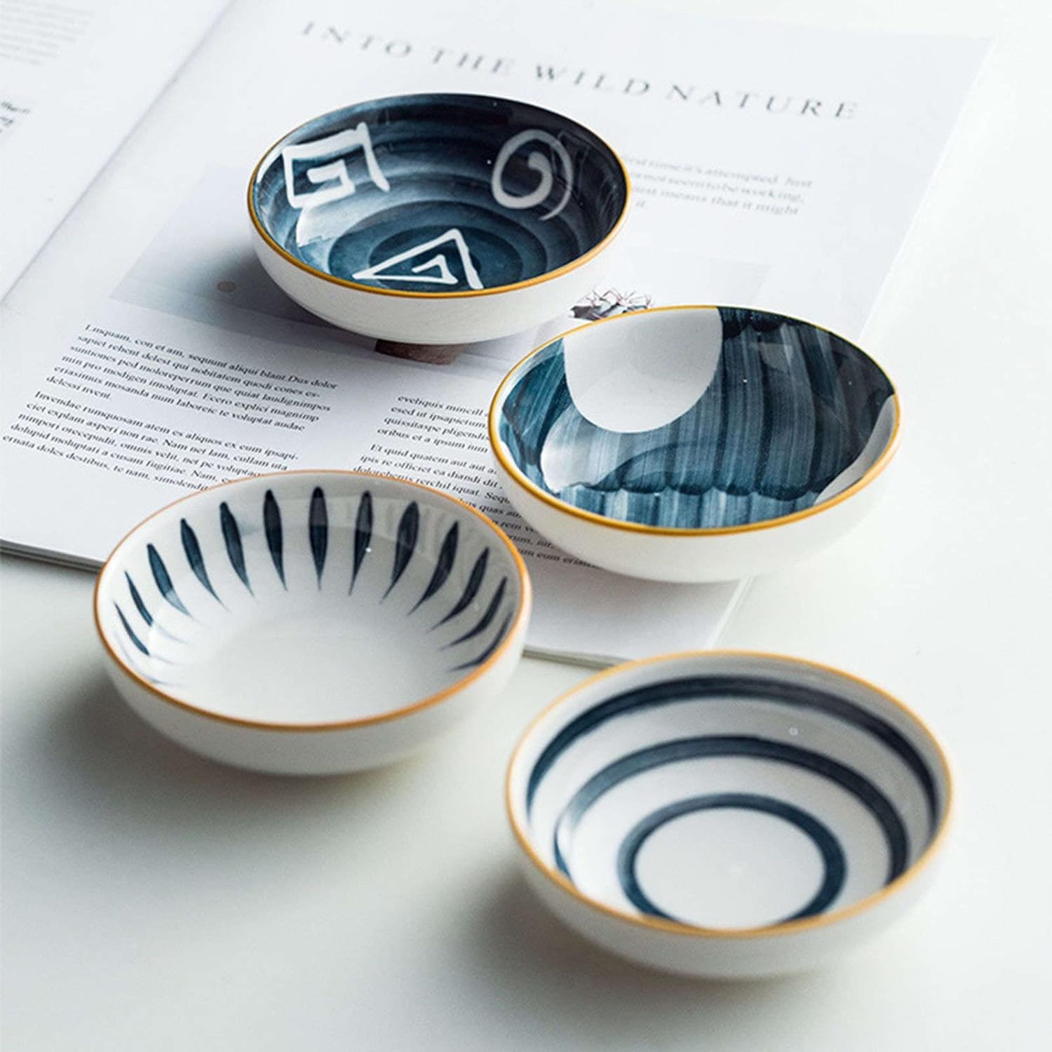 Keramik-Dipschalen, Sojasaucenschalen, Sushi-Sojasaucenschale, Keramik-Dipschalen, 4 kleine kleine Dipschalen, Saucenschalen(A)