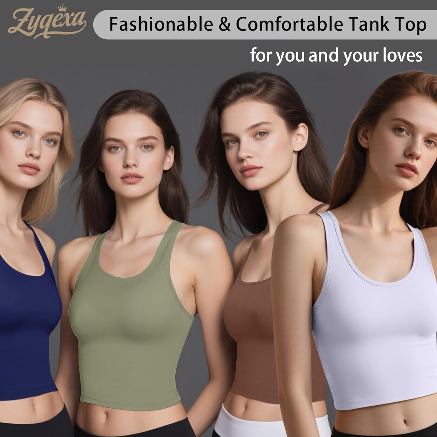 4 Pieces Crop Tank Top for Women Workout Racerback - Womens Cropped Tank Tops Athletic Basic Sleeveless Pack - Image 8