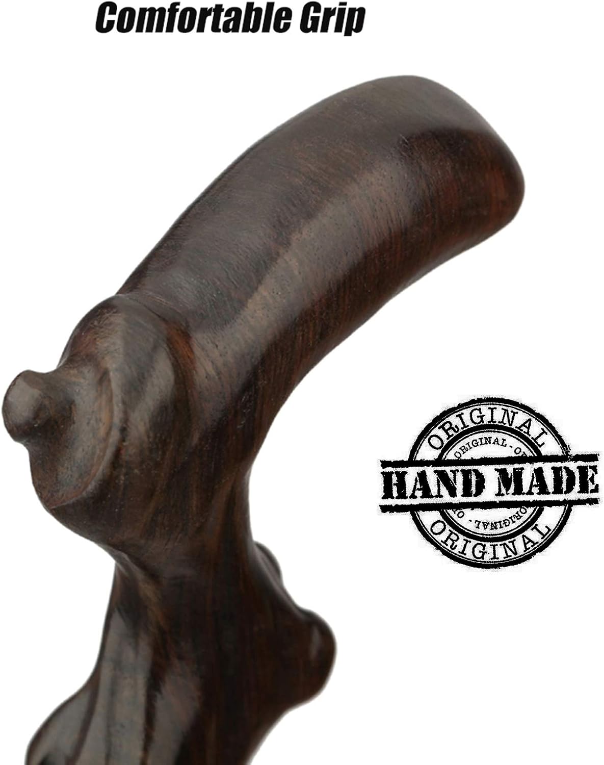 Bahu Wood Carved Crutch, Handmade Wooden Cane for Men and Women, Fashionable Comfortable Handle Walking Sticks, Retro Cane, Exquisite Carving Walking Canes as Gift (Brown1) (BH-1)
