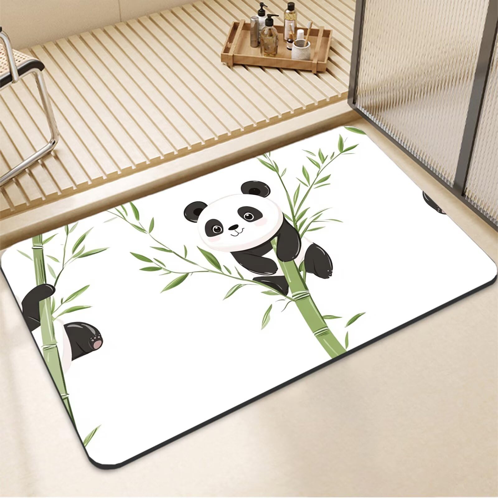 Tapis de Bain 80x150cm Bambou Tapis Salle de Bain Absorbant Vaisselle Antidérapant et Séchage Rapide, Ultra Mince, Diatomite, Lavable Rug Décorer pour Douche Baignoire D'entrée Cuisine Chambre 7-80