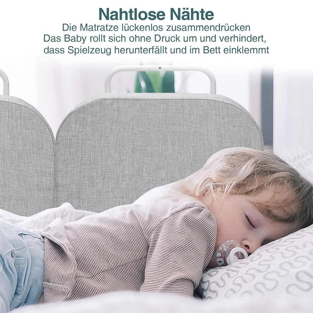 Spondina per lettino regolabile in altezza 40-60 cm Fodera sfoderabile con cerniera Nucleo interno in cotone perlato Adatto a molti tipi di letto paracolpi/gray/60cm