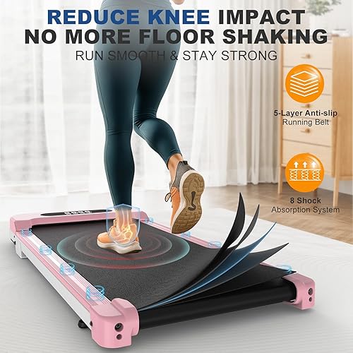 Miniatura 4 de Caminadora inclinada con barra de asa, caminadora plegable y portátil debajo del escritorio para oficina en casa, ultra silenciosa 45 dB, bloqueo de