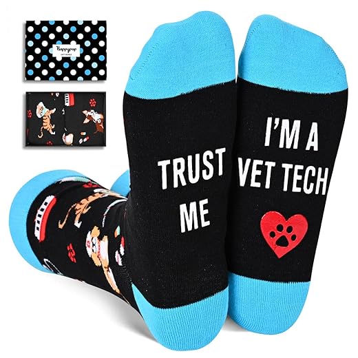HAPPYPOP Unisex VET Socks Veterinary Socks Veterinarian Socks, Veterinary Technician Gifts Veterinarian Gifts Vet Tech Gifts Pet Doctor Gifts