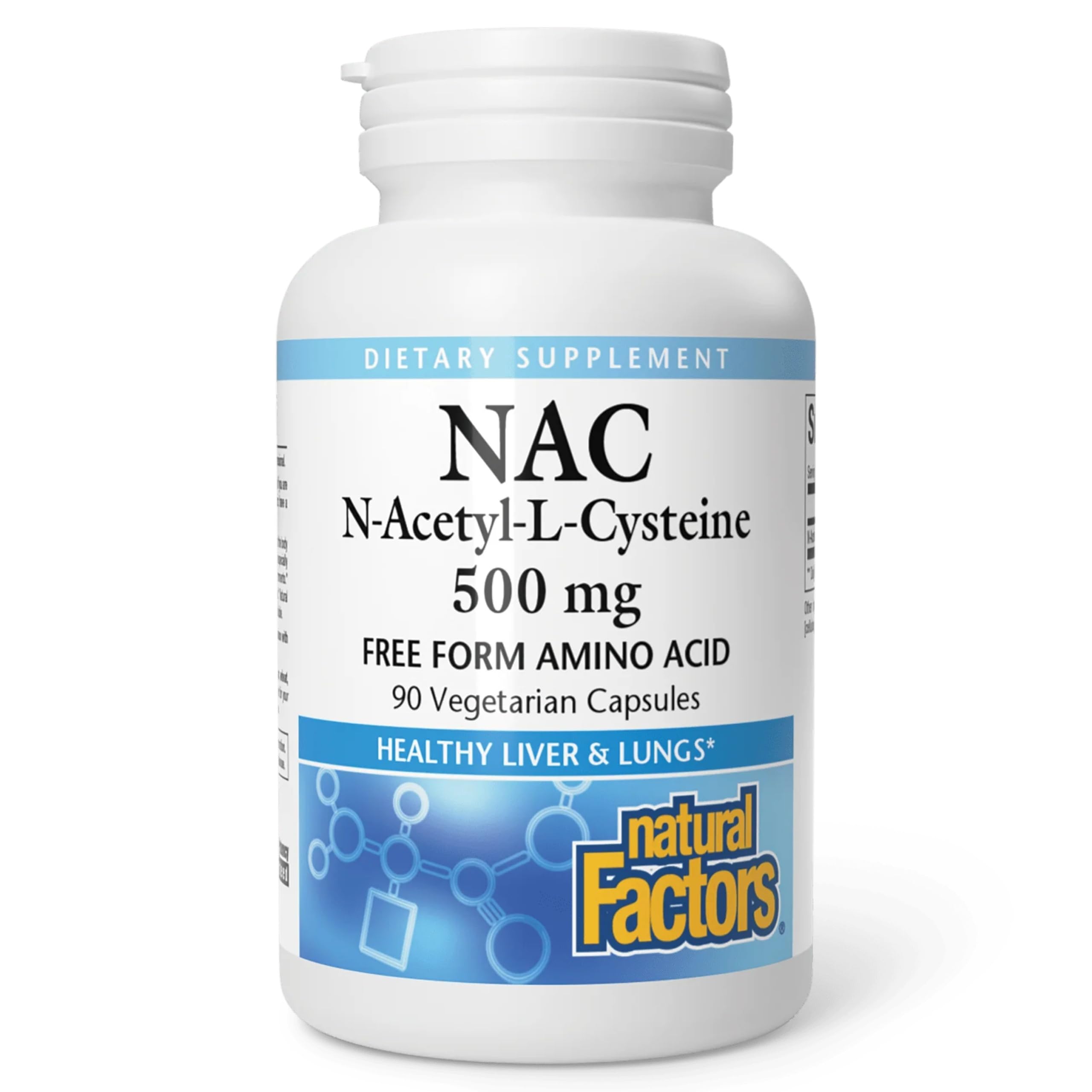 Natural Factors N-Acetyl-L-Cysteine 500 mg, Superior Antioxidant Support for Respiratory & Immune Systems, 90 Capsules