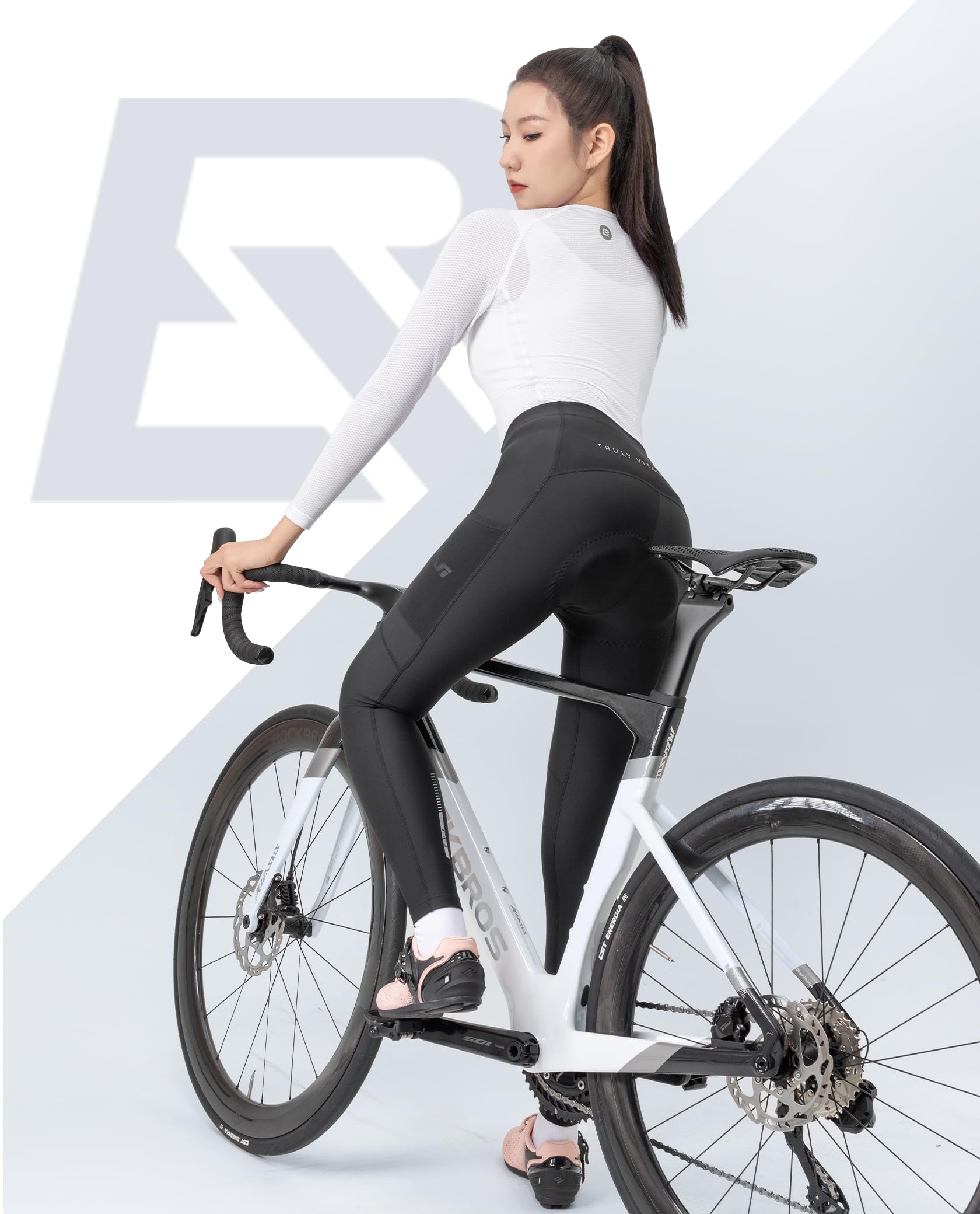 ROCKBROS TVI Pantalon de Cycliste Femme Rembourré d’Hiver, Leggings de Vélo Rembourré avec Poche Longue Respirant Élastique Thermique, Noir S-2XL