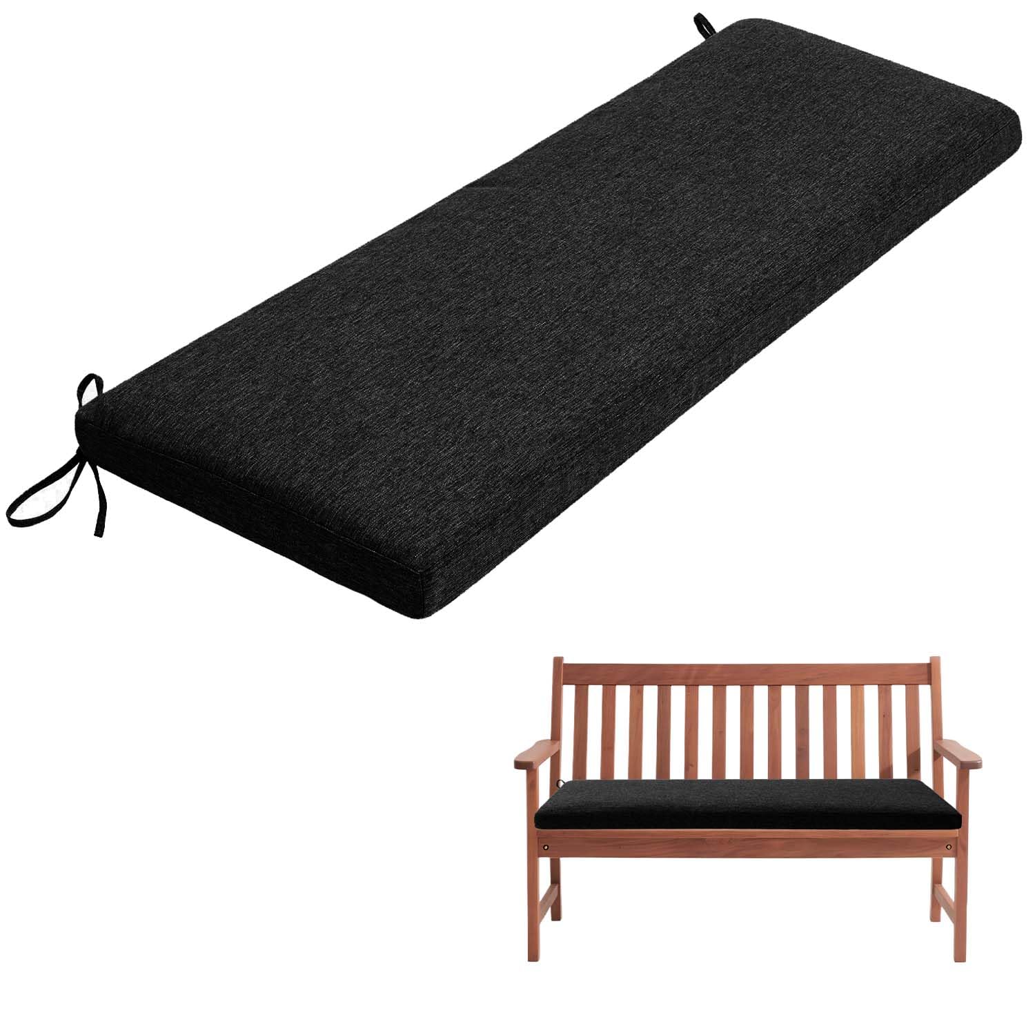 Cuscino spesso per panca da giardino per esterni/interni, 180 x 55 x 5 cm, per patio, balcone, altalena, divano, nero, perfetto per mobili da 120/150/180/100 x 30/40/50 cm