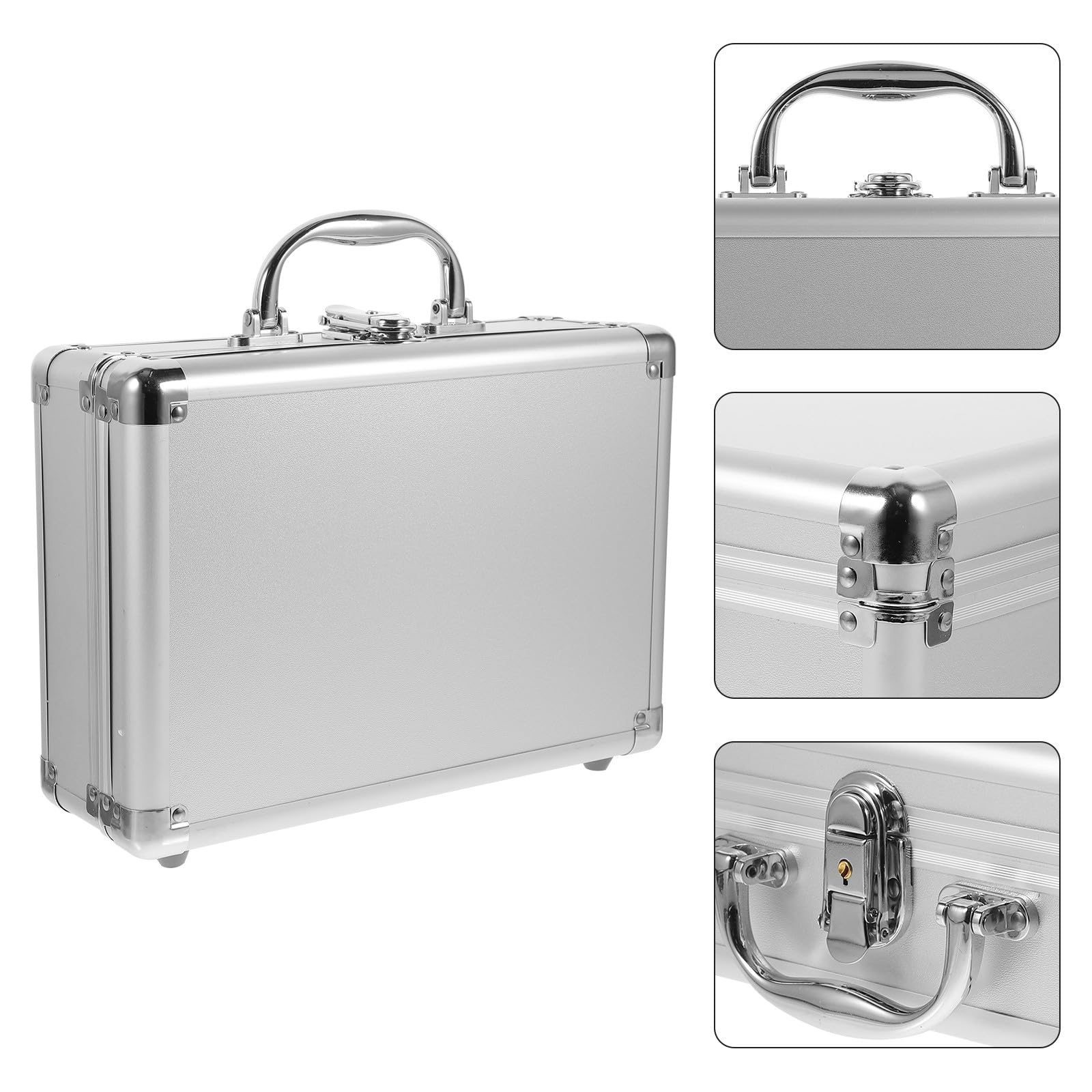 Alipis Mallette en Alliage D'aluminium Petite Taille Serrure à Clé, Intérieur Rembourré Mousse pour Rangement Sécurisé D'instruments, Outils et Cosmétiques, Étui de Transport