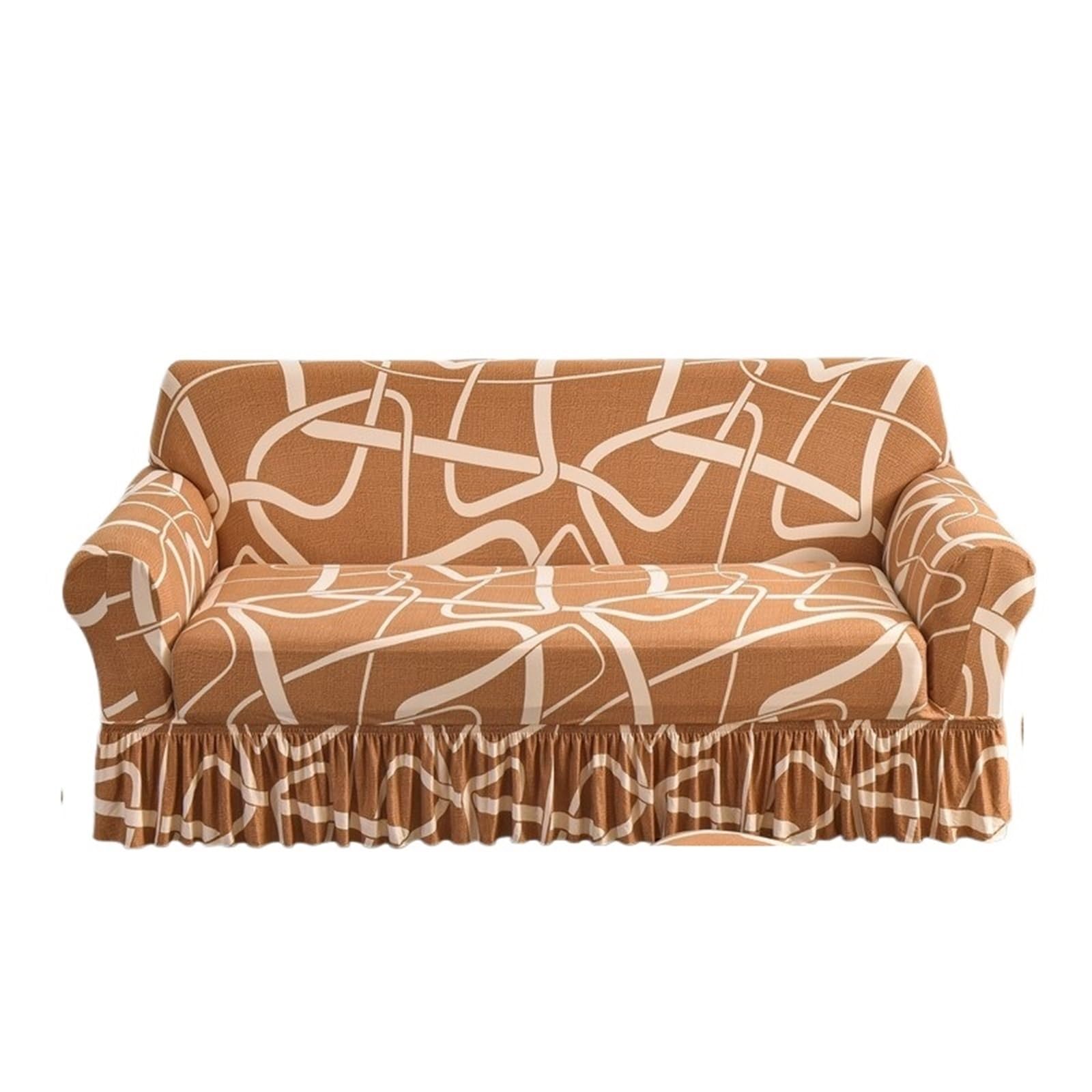 GCYEIDMA Skirt Sofa Cover Stretchable Sofa Cover with Skirt Washable Furniture Protector Printed Slipcovers with Elastic Bottom for Living Room(Color3,2-seater 145-185cm)