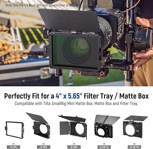 Vista 3 de NEEWER Filtro cuadrado de cine con efecto de ensueño de niebla de difusión negra de 1/4 x 5.65 pulgadas (rectangular) con vidrio óptico HD