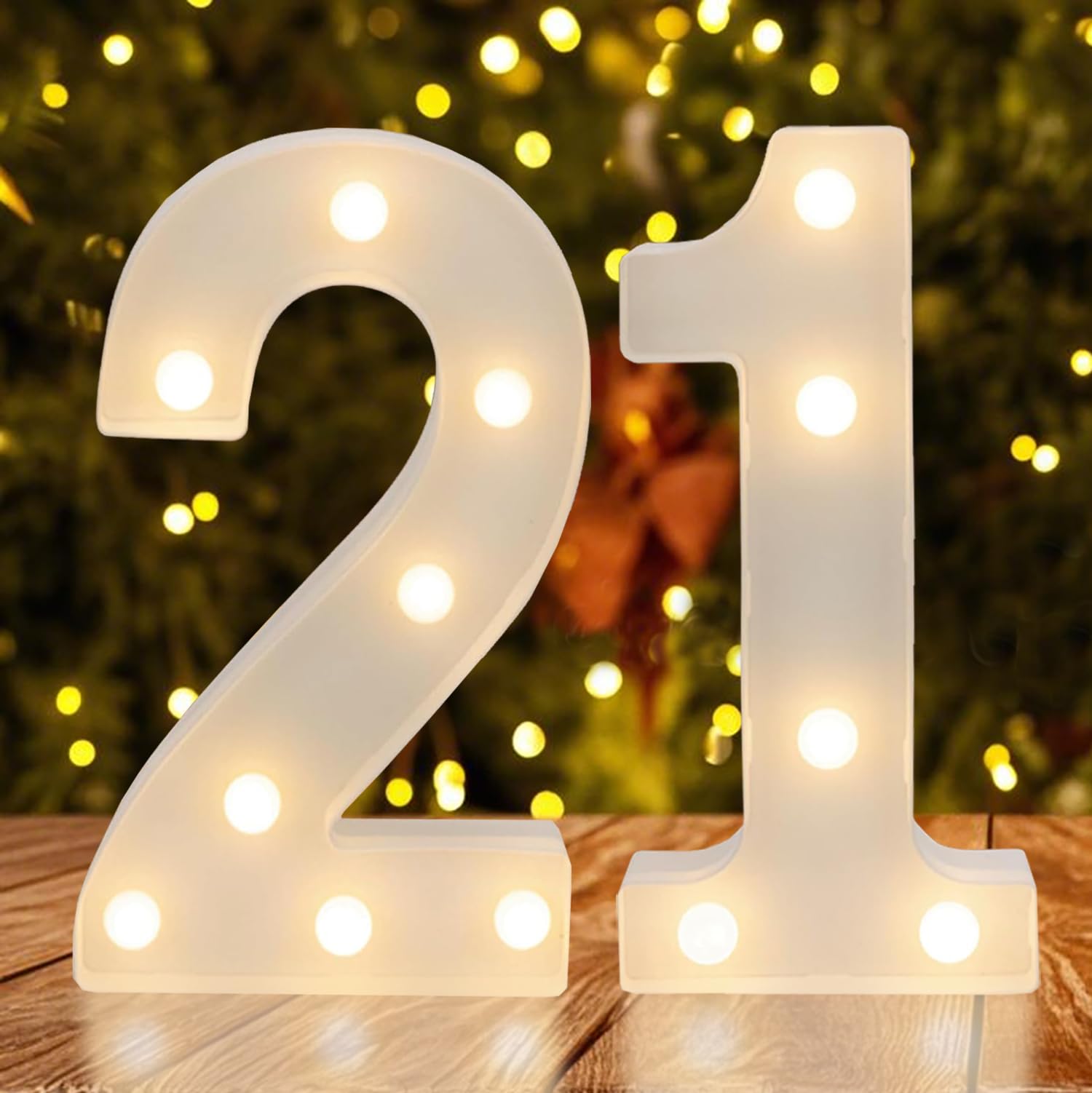 Juicyraul Warm White Led Light Up Number 21, 21St Birthday Decor For Her Him,Table Centerpieces & Backdrop Wall Décor,Lighted Marquee Sign For 21St Wedding Anniversary Décor