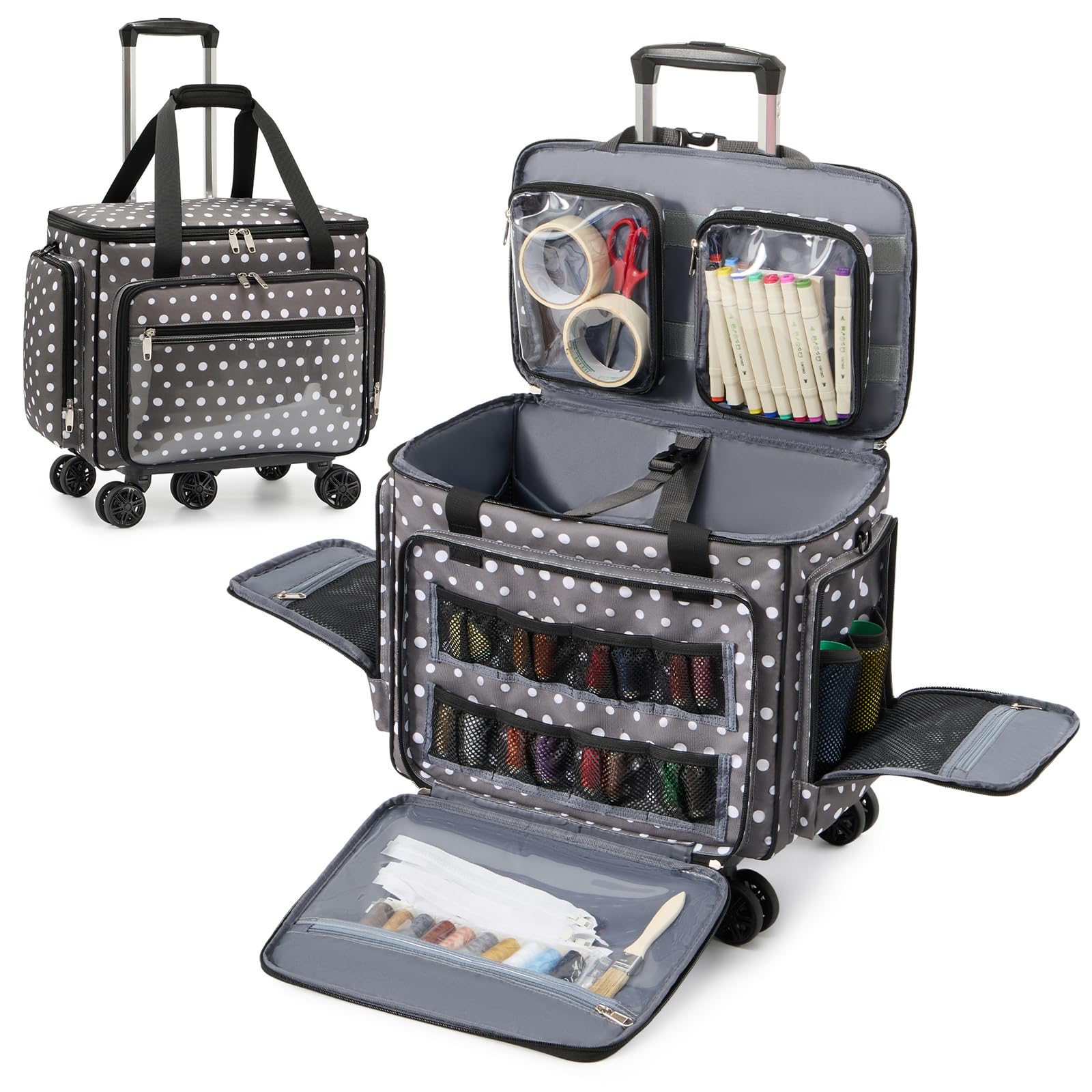 Photo 1 of Amythe Rolling Sewing Machine Case, Sewing Machine Carrying Case Wheels