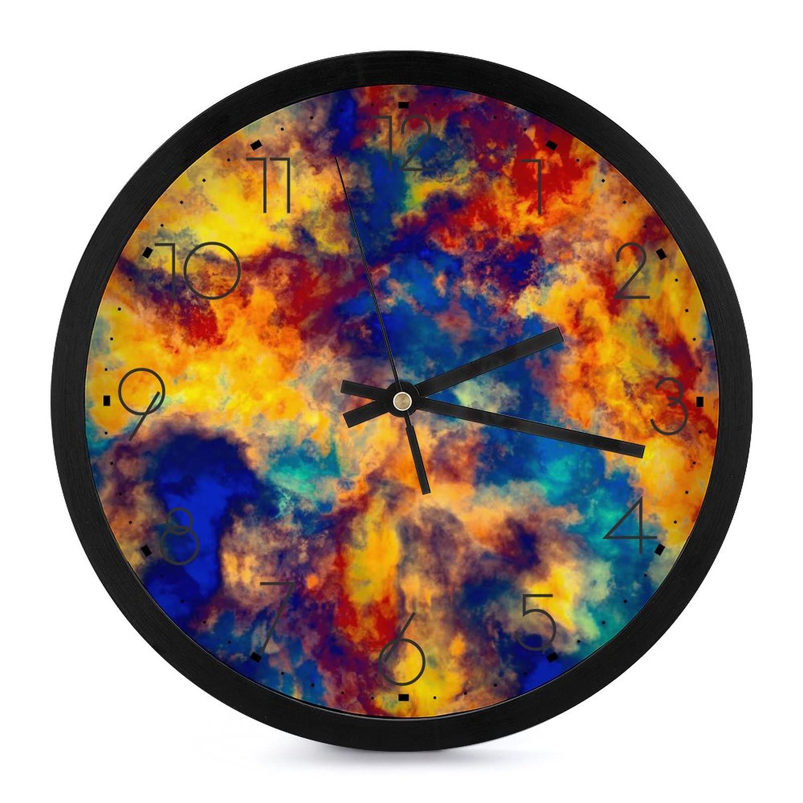 Horloge murale ronde aquarelle 25.4cm avec grands chiffres pour salon
