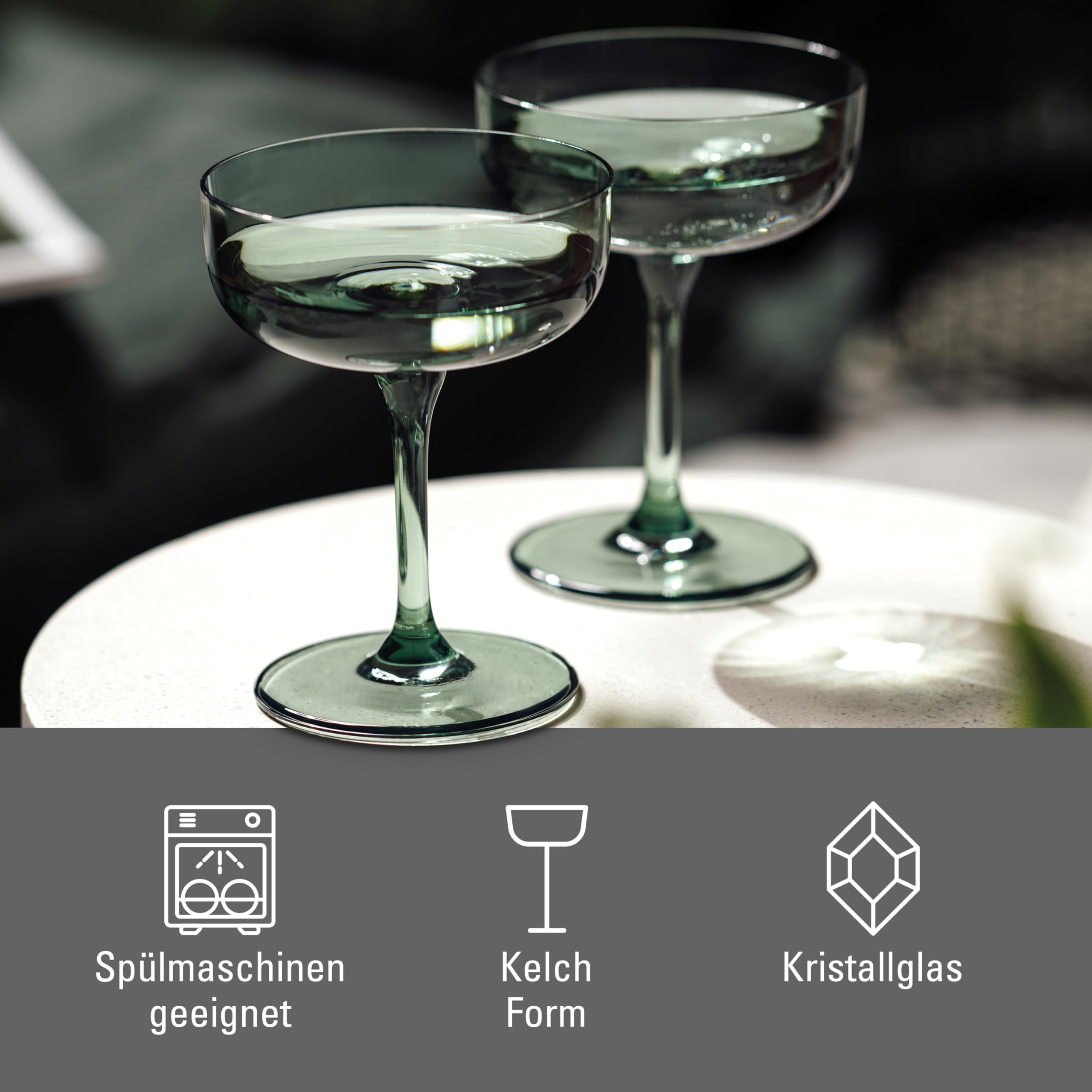 Villeroy & Boch – Like Sage szampanka/pucharek zestaw 2-cz., szkło w kolorze zielonym, pojemność 100 ml